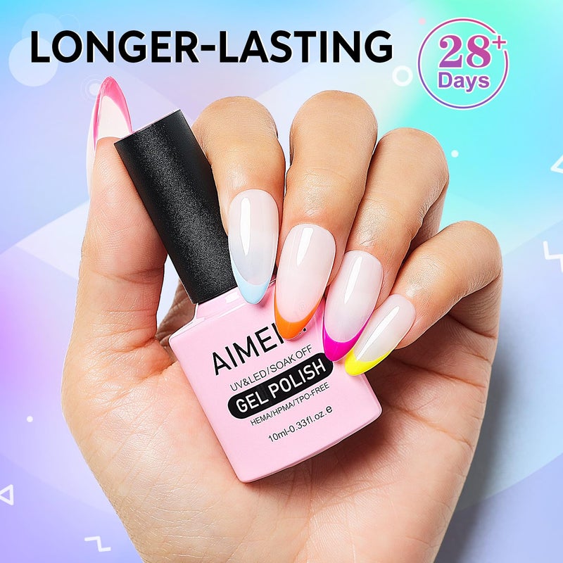 AIMEILI Soak Off Hema Free Hot Pink Neon Gel Nail Polish Set, Cruelty Free Vegan Gel Set Of 6pcs X 10ml - Kit Set 12 - Image 5